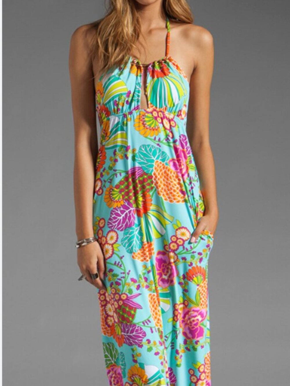 Trina Turk Tokyo Bay Long Aqua Dress